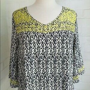 Anthropologie “Maeve” Yellow Embroidered Popover